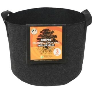 Gro Pro Essential Round Fabric Pot w/ Handles 3 Gallon - Black (72/Case)