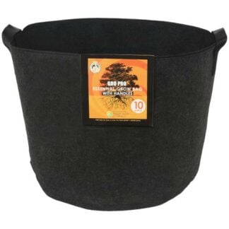 Gro Pro Essential Round Fabric Pot w/ Handles 10 Gallon - Black  (60/Case)