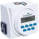 Autopilot Dual Outlet 7-Day Grounded Digital Programmable Timer, 1725W, 15A, 1 Second On/Off TM01715D Autopilot Dual Outlet 7-Day Grounded Digital Programmable Timer, 1725W, 15A, 1 Second On/Off TM01715D