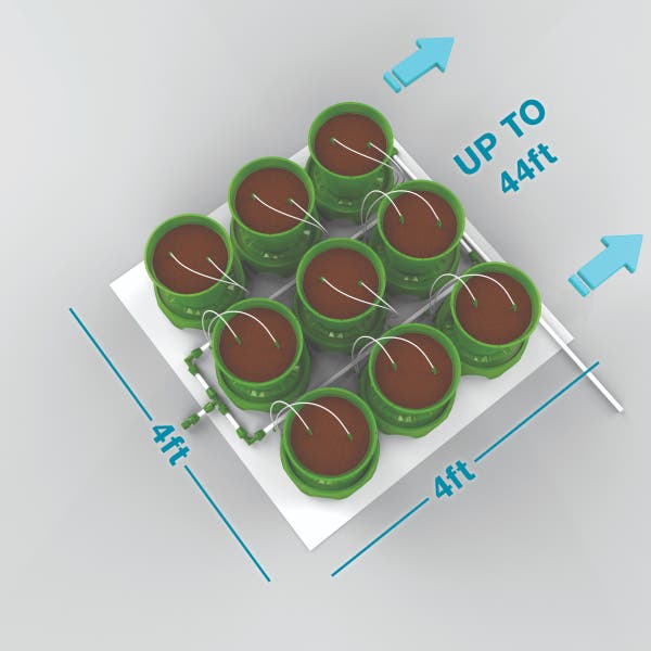 54 Plant Micro Drip Irrigation & Drainage Kit w/ 3 Gal Pots ff-B1225
